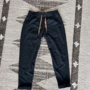 Brunello Cucinelli Women’s Dark Grey Cotton Joggers with Tan Drawstring